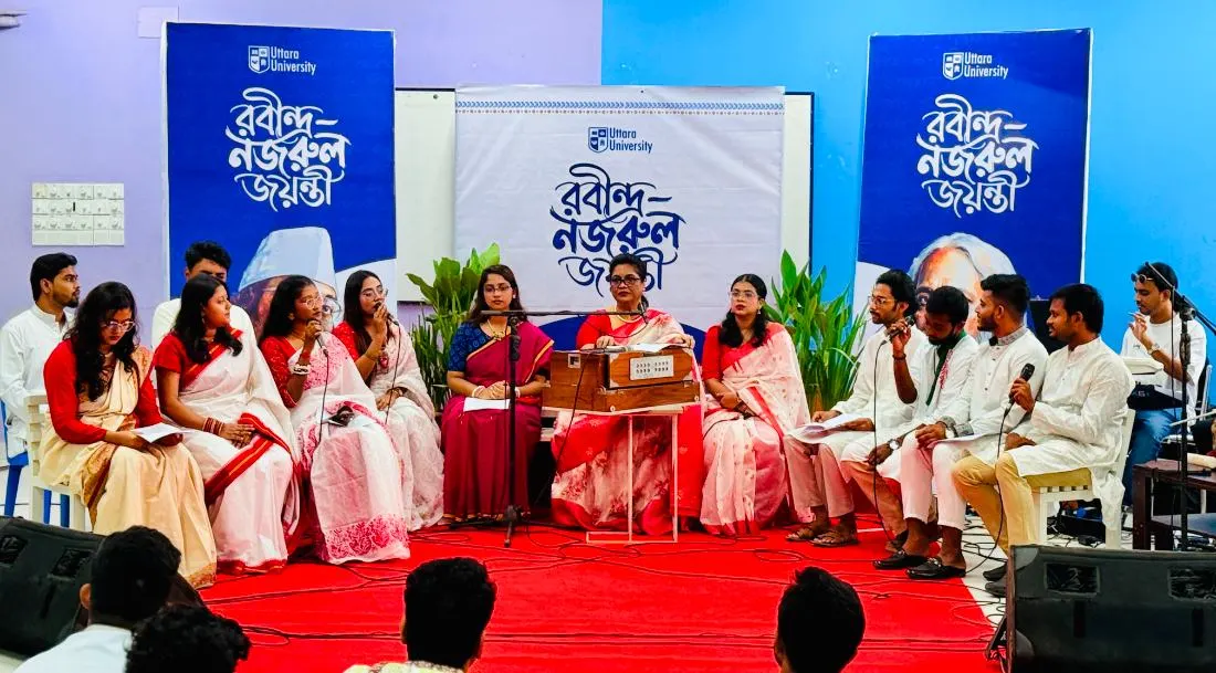 উত্তরা ইউনিভার্সিটিতে উৎসবমুখর পরিবেশে রবীন্দ্র-নজরুল জয়ন্তী উদযাপিত